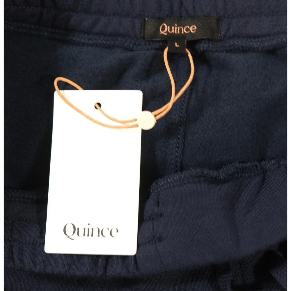 Quince Joggers Women L Navy SuperSoft Fleece Joggers Casual Drawstring Pockets